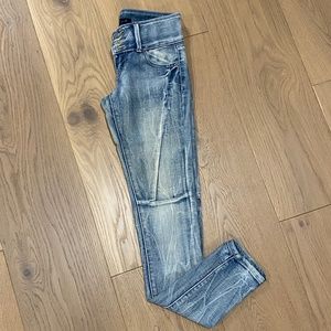 Women's Black Crystal Skinny Moto Denim